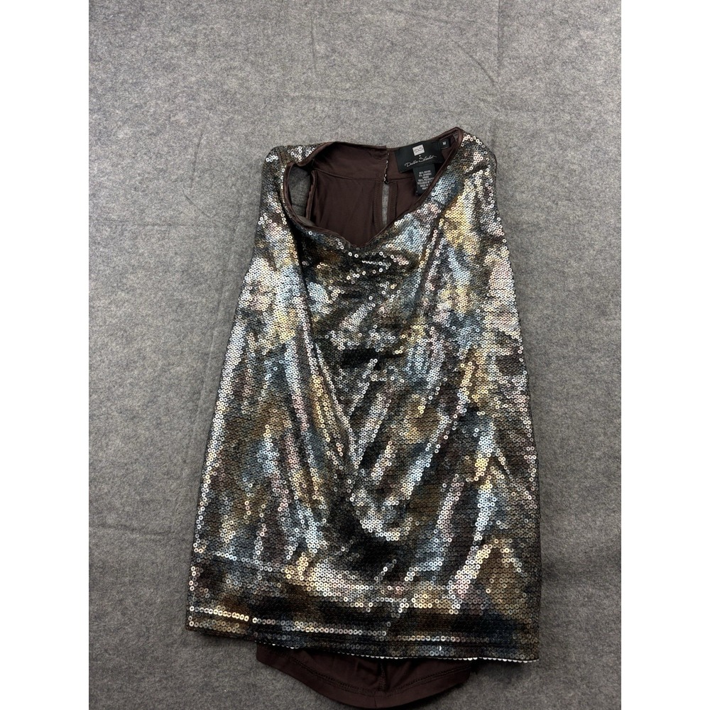 LADIES NWT DS BY DEBBIE SHUCHAT Sequin Glitzy Tank Cowl VTG Y2K Sexy Going Out M